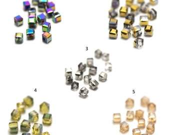 20 crystal beads "cube" 4x4 mm, colors to choose from