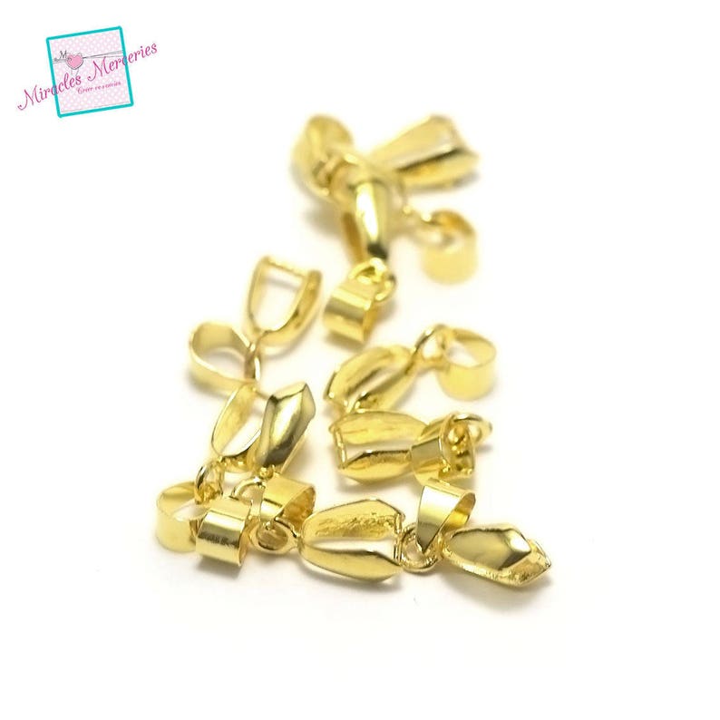 10 pendant clip bails, size 2, silver / gold / gun-metal image 3