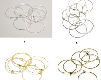 20 hoop earrings with 30 mm earring support, 4 colors to choose from