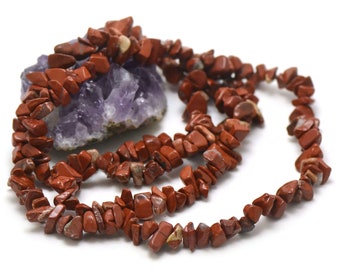 thread 84 cm approx 300 pearls of red jasper "chips" natural stone