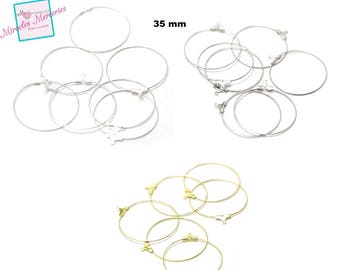 20 "hanger" hoops 35 mm, light silver/silver/gold