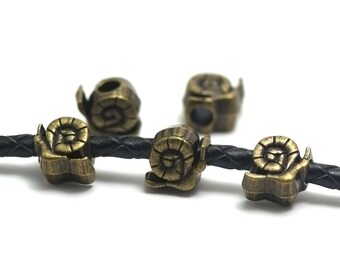 10 "snail" beads 5 mm hole, bronze