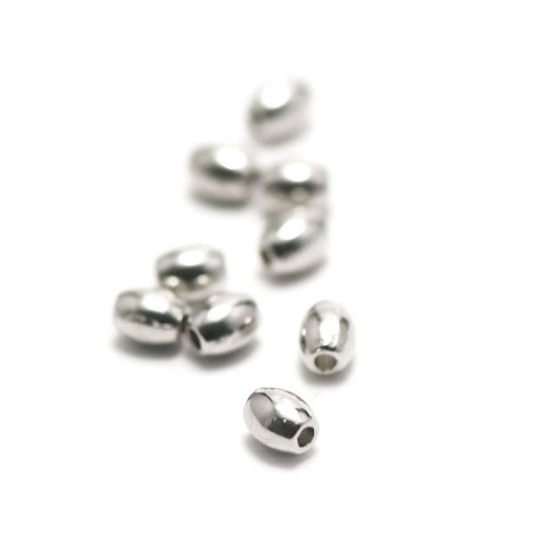 50 perles"mini olive lisse",5x4 mm,argenté, 053A