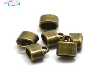 20 end caps for leather 8 x 7 x 5 mm, bronze 006