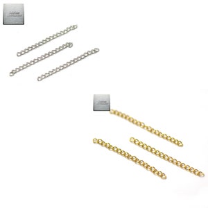Stainless steel: 20 steel or 10 gold extension chains 4 to 5 cm, stainless steel