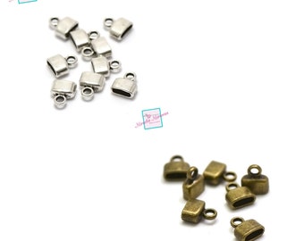 20 eindkapjes voor leren band 9x8x4 mm, zilver/brons004