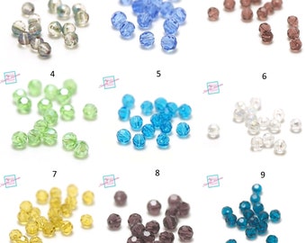 20 crystal beads "round faceted" 6 mm, colors of your choice