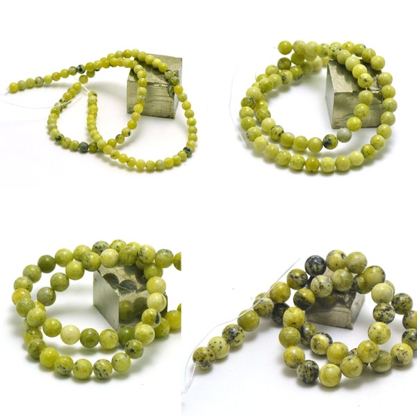 string 39 cm of lemon chrysoprase round beads in 4/6/8/10 mm, natural stone