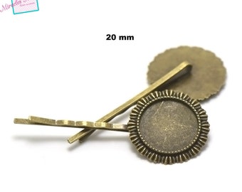 2 support cabochon 20 mm bronze fancy 06 Bobby pins