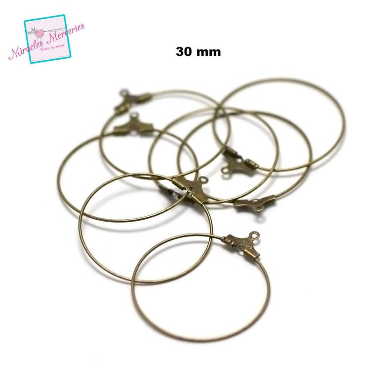 20 hanger hoop earrings 30 mm, light silver/silver/gold/bronze/gun-metal image 5