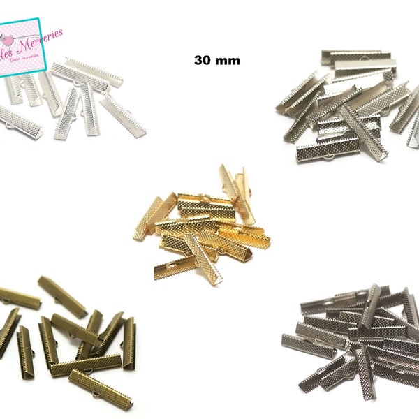 20 embouts griffes serre ruban 30 mm, argenté clair / argenté / doré / bronze / gun métal