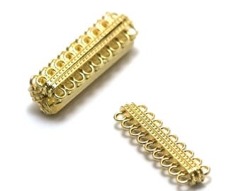 1 multi-row magnetic clasp "9 rows" 55x15x7 mm, gold