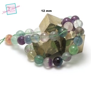 fil 39 cm de perles ronde de fluorite/fluorine en 6/8/10/12/12 facettée/14 mm, pierre naturelle image 6