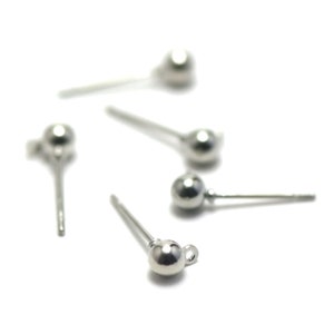 20 puces d'oreille perle 4 mm avec trou d'attache , argenté / dorée foncé image 2