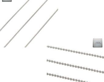 Stainless steel: 1 m "ball" chain in stainless steel, choice of 1.5 mm/2 mm steel stainless
