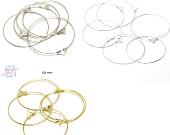 20 "hanger" hoops 40 mm, silver/light silver/gold