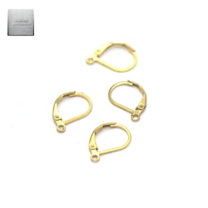 Acier inox: 10 crochets dormeuses pour boucle d'oreille 12x10 mm, acier argenté/doré, steel stainless Acier doré