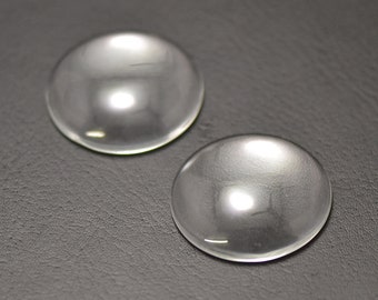 4 cabochon en verre  35 mm, dôme transparent