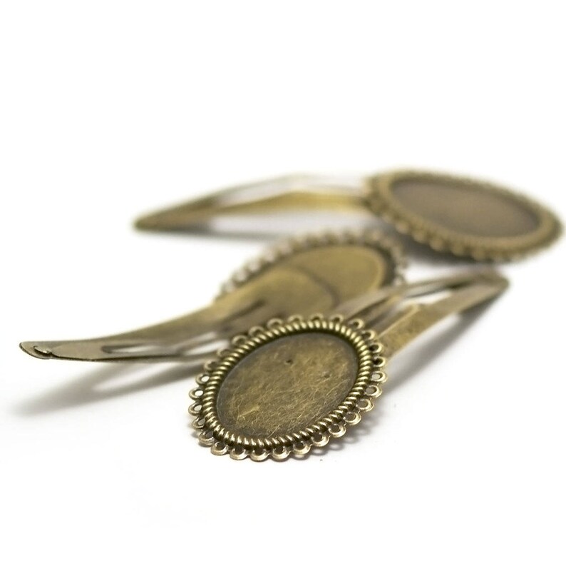 2 barrettes à cheveux 25 x18 mm cabochons , bronze image 1