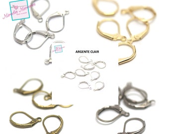 Ganci per orecchini ovali 20/100, argento/oro/bronzo/canna di fucile/argento chiaro