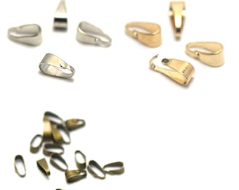 100 bélières 7x3 mm modulable pour pendentif uni, argenté/doré/bronze