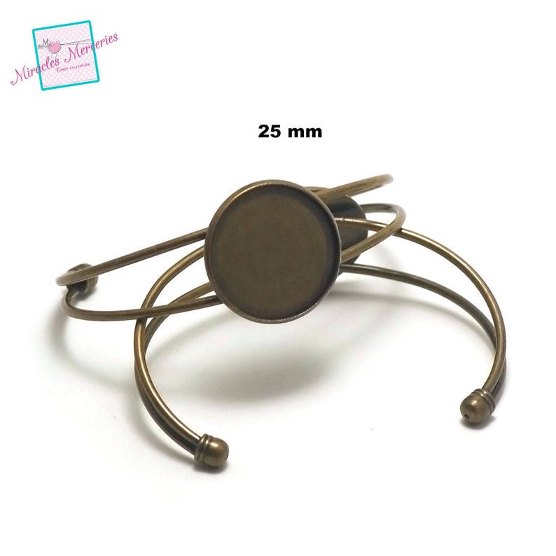 1 bracelet supports cabochon ronde 25 mm , argenté / bronze Bronze