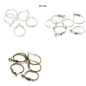 20 hoop earrings 20 mm earring support, light silver/silver/bronze image 1