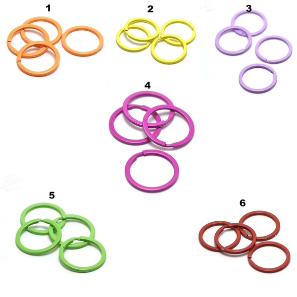4 anneaux porte-clef/clé "anneaux"30x3 mm en métal ,couleur au choix