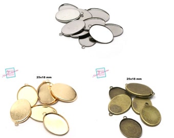 10 pendant cabochon supports "oval 25x18 mm", silver / gold / bronze