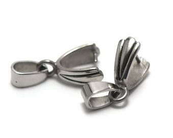 Stainless steel: 1 gorgeous bail clip in stainless steel "seashell" 20 x 5 mm, stainless steel