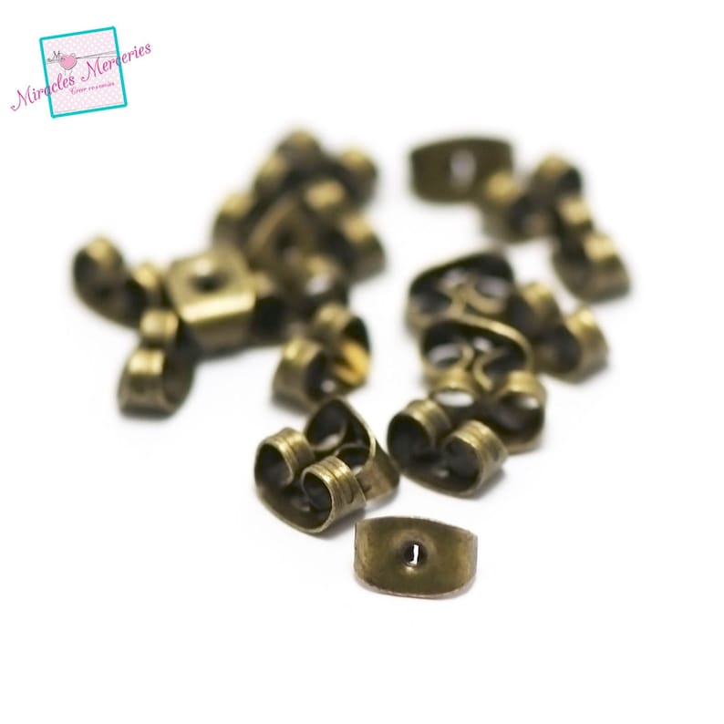 100 tapones para pendientes mariposa, plata clara / plata / oro / bronce / gun-metal imagen 5