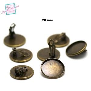 4 supports cabochon ronde 20 mm boucle d'oreille clip, argenté/doré/bronze Bronze
