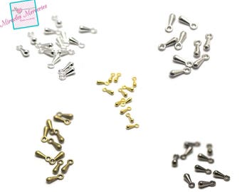 100 charms "drop" 7x2 mm, light silver/silver/gold/bronze/gun-metal