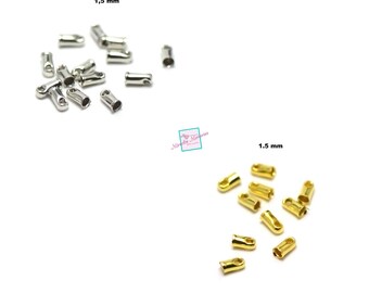 100 embouts pour cordon 1.5mm, argenté / doré