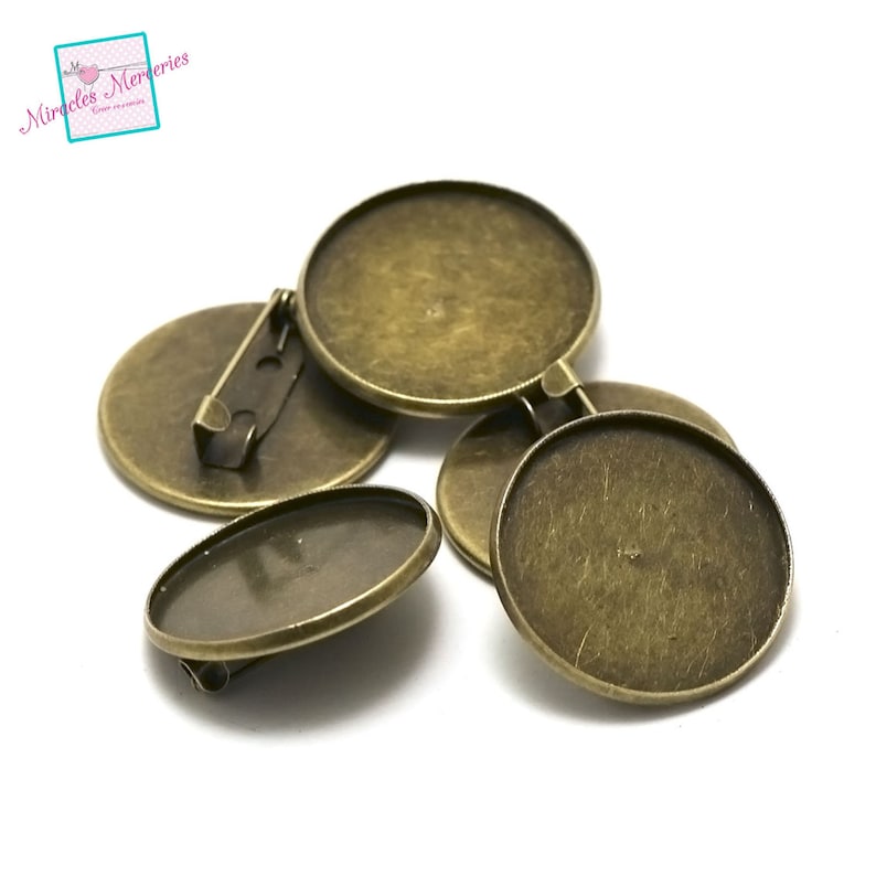 silver silver light gold bronze 4 cabochon support pins round 25 mm