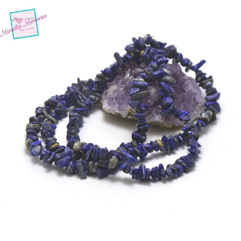 fil 39 cm perles de lapis lazuli divers formes aux choix, chips/coeur... pierre naturelle image 2