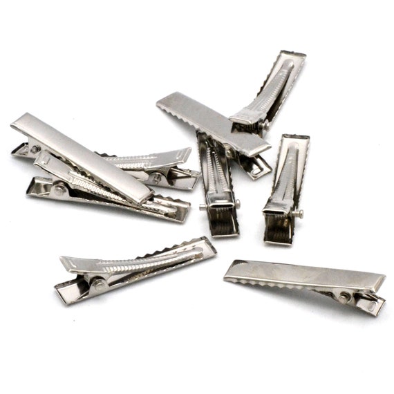 miraclesmerceries 10 Small Clips /bars Crocodile for Hair, Silver