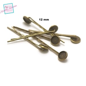 10 cabochon support hairpins 10 mm, silver / bronze image 3