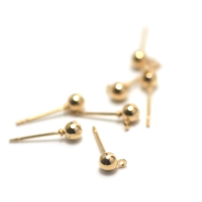 20 orecchini di perle 4 mm con foro di fissaggio, argento / oro scuro immagine 3