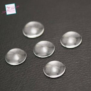 20 cabochon en verre 16 mm, dôme transparent