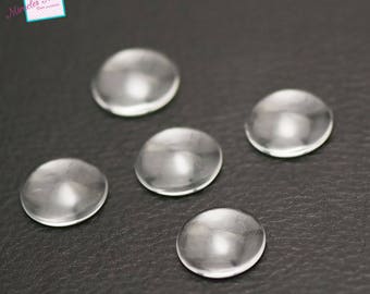 20 cabochon en verre 16 mm, dôme transparent