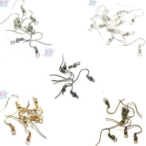 100/500 fishhook hooks for earring, light silver/golden/bronze/gun-metal/set of 4 colors