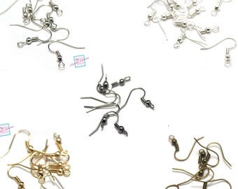 100/500 ganci per orecchini, argento chiaro/oro/bronzo/canna di fucile/set di 4 colori