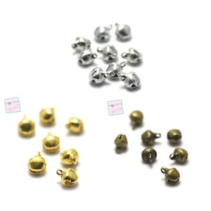 100 charms "bell",8x6x5 mm,silver / gold