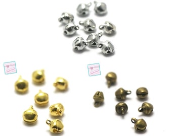 100 charms "bell",8x6x5 mm,silver / gold