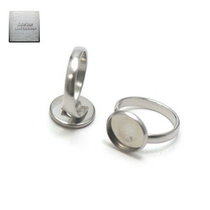 Acier inox: 2 bagues support cabochon ronde steel stainless, 10/12/14/16/18/20/25 mm 12 mm