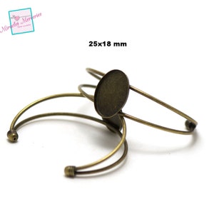 1 bracelet supports cabochon ovale 25x18 mm ,argenté / bronze image 3