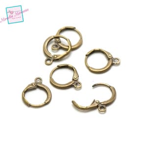 10 dormeuses rondes 14mm ,3 couleurs au choix argent, doré, bronze pour boucle d'oreille Bronze