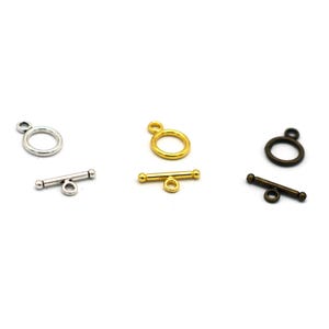 Conjunto de 10 fechos de alavanca "simples 001" 13x10 mm, prata / ouro / bronze