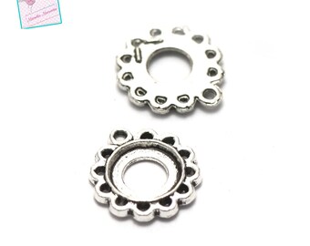 10 brackets pendant for round cabochon 10 mm, silver,002